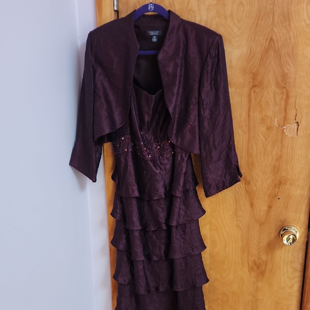 Elegant Purple Tiered Dress with Jacket